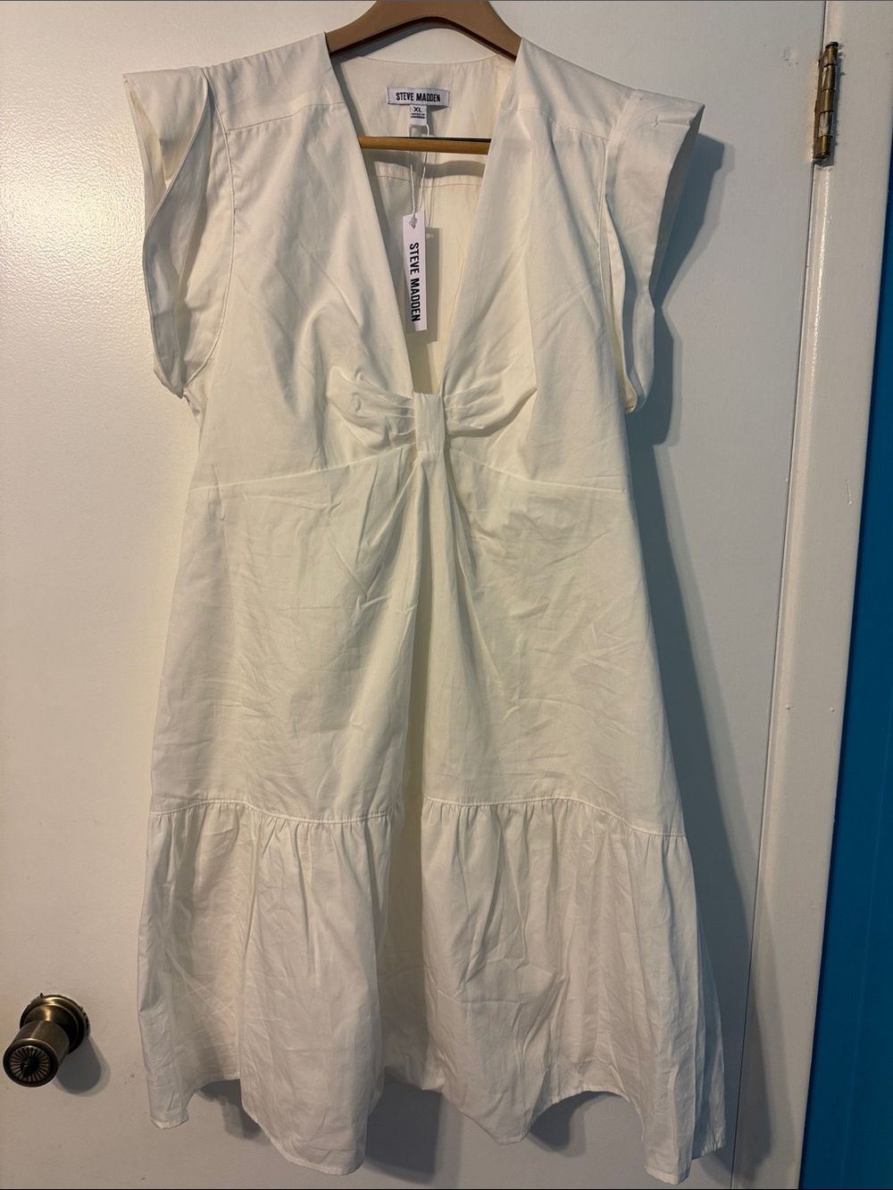 Steve Madden Ivory Tie-Front Midi Dress